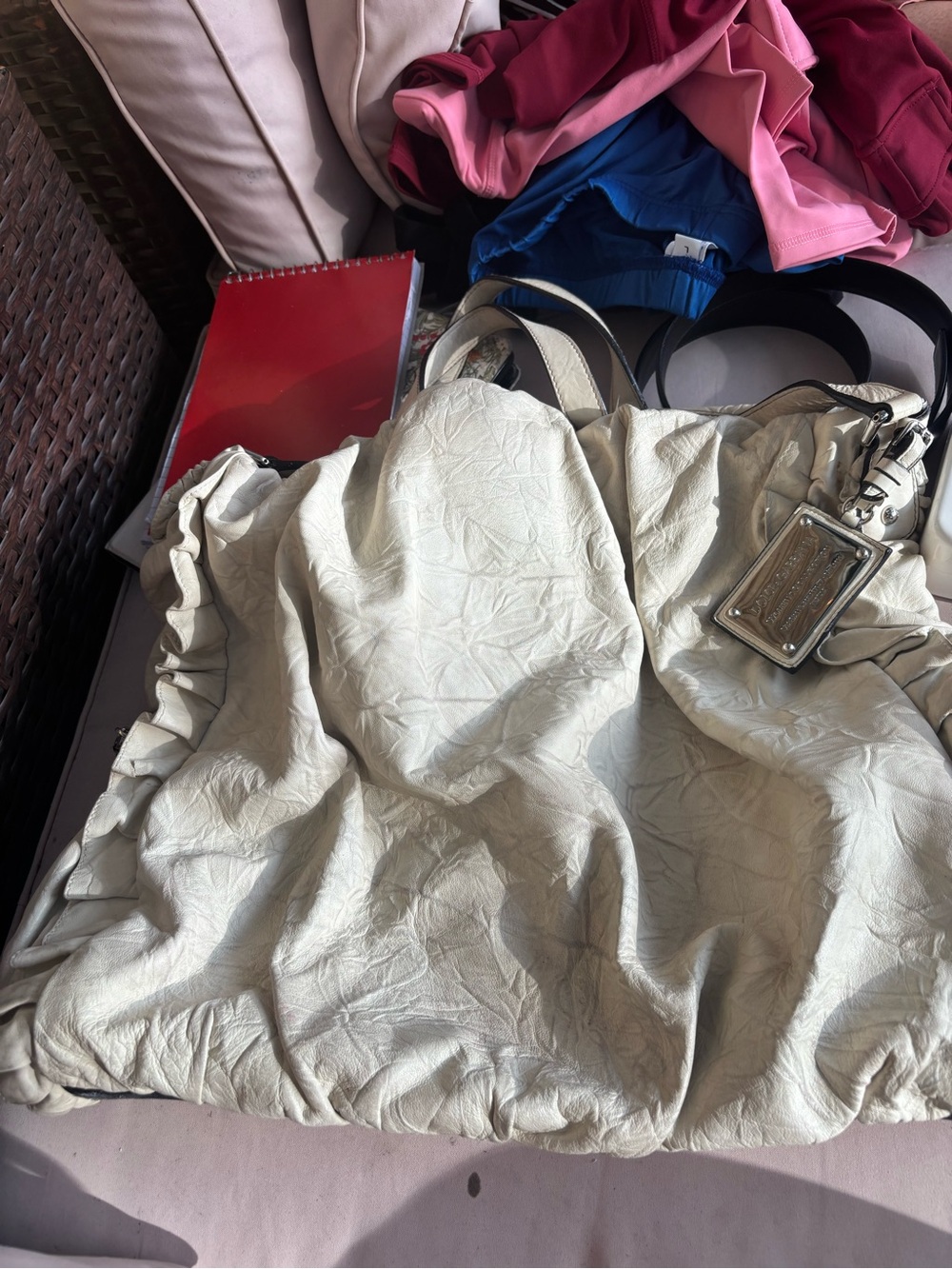 Vintage Dolce and Gabbana Soft Ruched Cream Shoulder Bag
